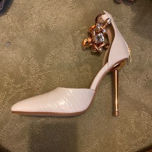White and gold heels